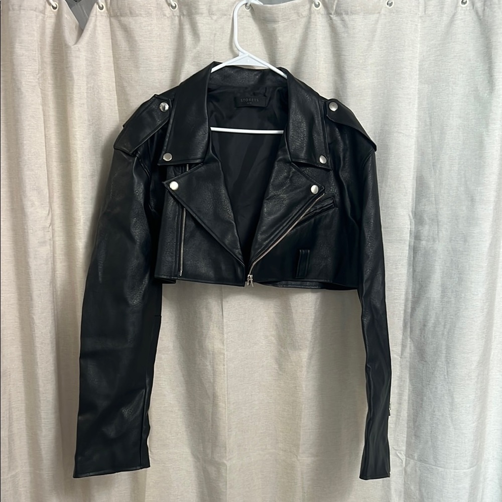 Storets Black Leather Moto Jacket